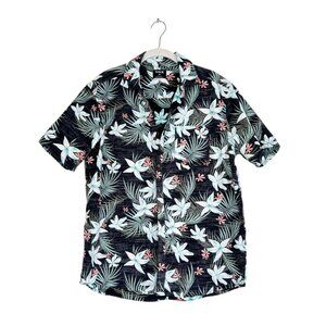 Men's Hurley Short Sleeve Tropical Multicolor Print Button Up Shirt - Sz M